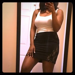 Express Black and Lace Mini Skirt